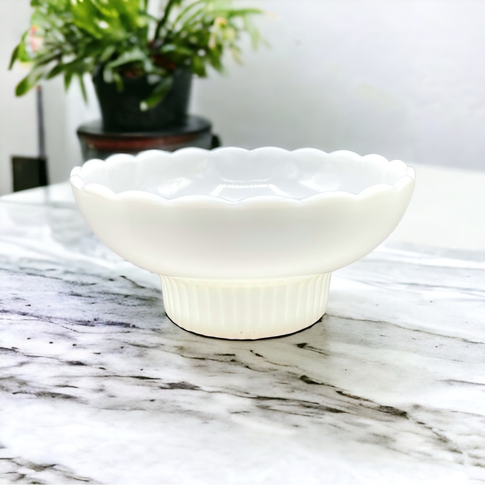 E. O. Brody Co. Scalloped Milk Glass Pedestal Dish M2000